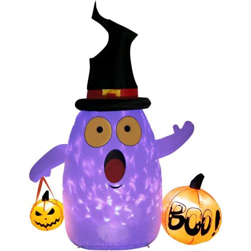  할로윈 용품OurWarm Halloween Inflatables 5ft Halloween Ghost with Pumpkin for Halloween Garden Decorations, Halloween Blow Up Yard Decorations