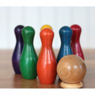 Ourbackyardstudio Rainbow Toy Mini Bowling Set | Waldorf Natural Wood Toy