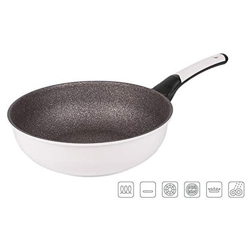  Oursson Wok Pfanne, Antihaft-Rock, Weiss, 28 Cm | Geeignet fuer alle Kochherde: Gas, Elektro, Induktion & Keramik, PW2803P/IV