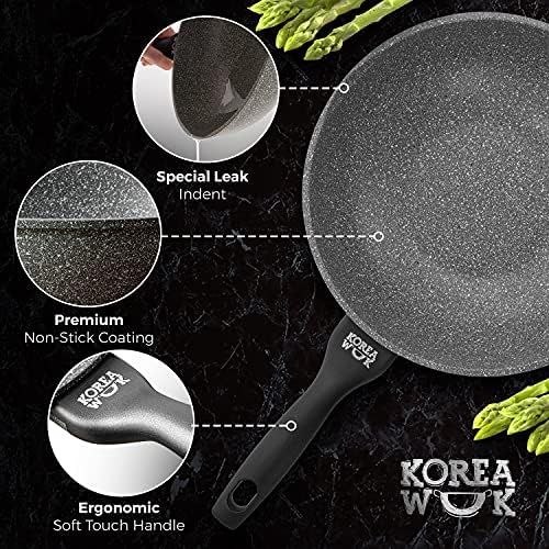  Oursson Korea Stone Wok Pfanne, 5 Jahre Garantie, Granit, Antihaft, 28 cm | Geeignet fuer alle Kochherde: Gas, Elektro und Induktion, KWW2821MS