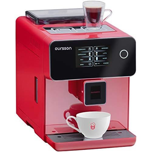  Oursson Kaffeevollautomat, Super automatisch, Keramik-mahlwerk, Farb-Touchscreen, Personalisierte Getranke, Doppeltassenbezug, 19 bar, Rot, AM6250/RD