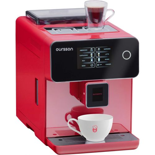  Oursson Kaffeevollautomat, Super automatisch, Keramik-mahlwerk, Farb-Touchscreen, Personalisierte Getranke, Doppeltassenbezug, 19 bar, Rot, AM6250/RD