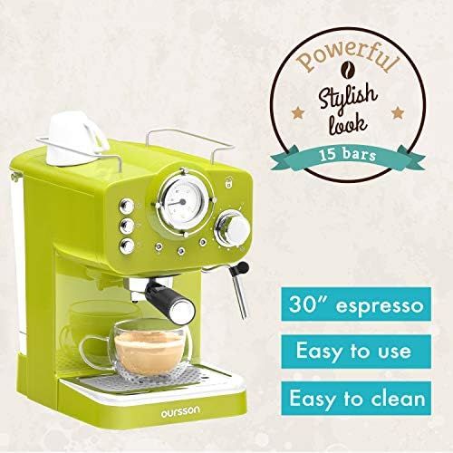  [아마존베스트]Oursson Coffee Machine, 15 Bar Espresso Machine, Espresso Filter Machine, Milk Frother For Cappuccino And Latte, 1.5 L Tank, Em1500/RD