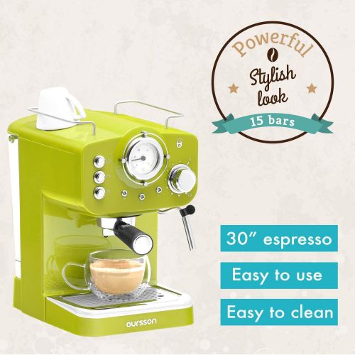  [아마존베스트]Oursson Coffee Machine, 15 Bar Espresso Machine, Espresso Filter Machine, Milk Frother For Cappuccino And Latte, 1.5 L Tank, Em1500/RD