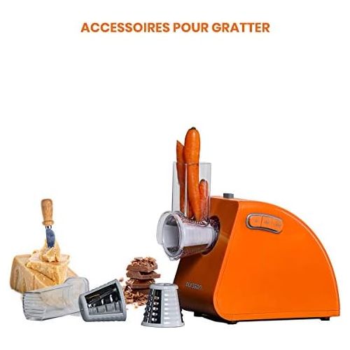  [아마존베스트]Oursson 4-in-1 Electric Meat Mincer, Cube, Tomato Juice and Sausage Attachment, Chopping Function, 4 Blades, Stainless Steel Knife, CE Certified, 1500W (Orange)