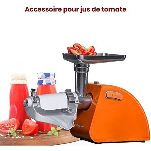  [아마존베스트]Oursson 4-in-1 Electric Meat Mincer, Cube, Tomato Juice and Sausage Attachment, Chopping Function, 4 Blades, Stainless Steel Knife, CE Certified, 1500W (Orange)