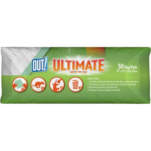  Out! OUT! Ultimate Training Pads for Dogs, Quilted Pro-Grip, Fresh Scent, 21x21 Inch, 50 Count, 4 Pack