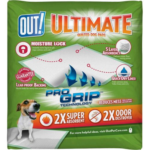  Out! OUT! Ultimate Training Pads for Dogs, Quilted Pro-Grip, Fresh Scent, 21x21 Inch, 50 Count, 4 Pack