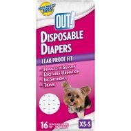 Out! OUT! Disposable Diapers for Dogs, X-Small/Small, 16 Count, 8 Pack