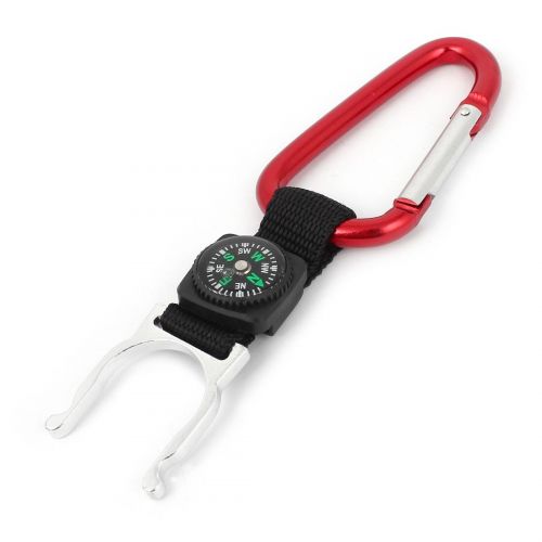  Outdoor Travel Aluminum Carabiner Hook Compass Water Bottle Buckle Holder Red by Unique Bargains