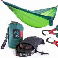 Outdoor 9th WAVE CloudNest Double Tree Hammock + Suspension Straps & Heavy Duty Carabiners Bundle - Compact, Lightweight. Perfect for Camping, Travel, Hiking, Yard, Beach or Backpacking