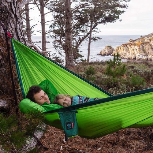  Outdoor 9th WAVE CloudNest Double Tree Hammock + Suspension Straps & Heavy Duty Carabiners Bundle - Compact, Lightweight. Perfect for Camping, Travel, Hiking, Yard, Beach or Backpacking