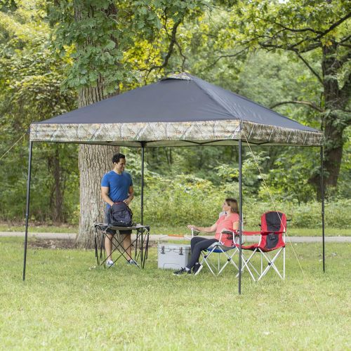  Outdoor Ozark Trail Quad Folding Camp Chair in Gray Bundle with Ozark Trail Quad Folding Table with Cup Holders in Gra