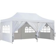 Outdoor Basic 10x20 Ft Pop up Canopy Party Wedding Gazebo Tent Shelter with Removable Side Walls White