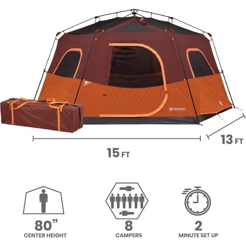  Outdoor Products 8 Person Instant Hexagon Tent with Built-in Lights