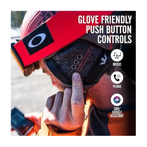  Outdoor Tech - Chips 3.0 - True Wireless Bluetooth Helmet Speakers for Skiing, Snowboarding Mountain Biking, and Climbing, Red