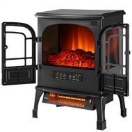 outdoor basic Infrared Quartz Electric Fireplace Stove with Realistic Flame 12h Timer Portable Space Heater with Thermostat Overheating Protection