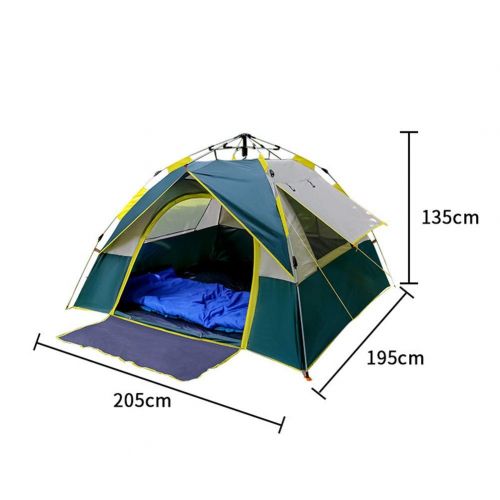  Outdoor tent Dome Tent, Pop Up Tents for 3 to 4 Person Automatic Opening Double Layer Tent, Waterproof Camping Tents with Porch for Hiking Camping Outdoor - 205x195x135cm