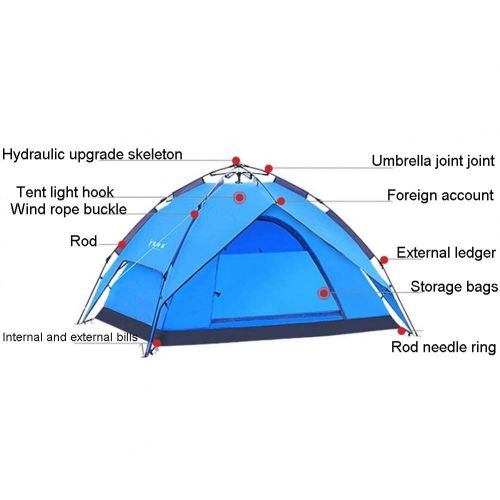  Outdoor tent Dome Tent, Pop Up Tents for 3 to 4 Person Automatic Opening Double Layer Tent, Waterproof Camping Tents for Hiking Camping Outdoor - 220x200x140cm