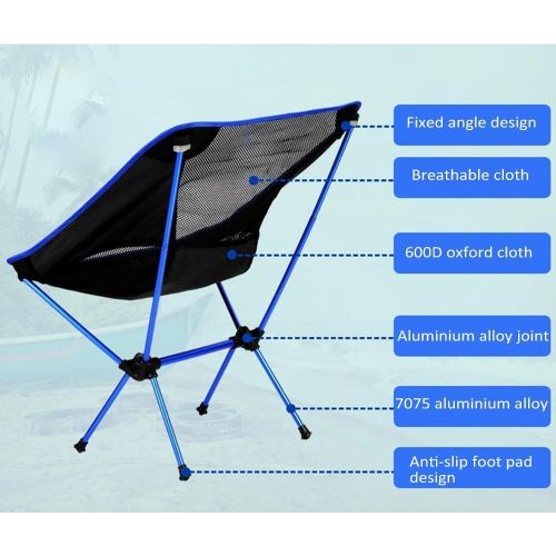  OutdoorCrazyShopping Ultra-light Portable Folding Chair Beach Seat Lightweight Seat for Outdoor Camping Hiking Fishing Picnic BBG with Bag