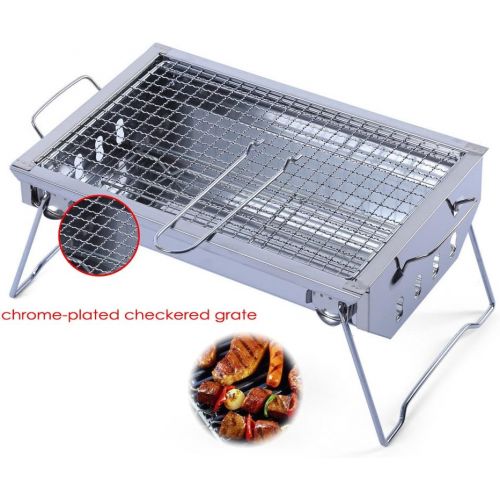  OutdoorCrazyShopping 33.2 x 22.5cm Outdoor Camping Survival Kit Portable Folding BBQ Charcoal Stainless Steel Stove Cooker Smoker