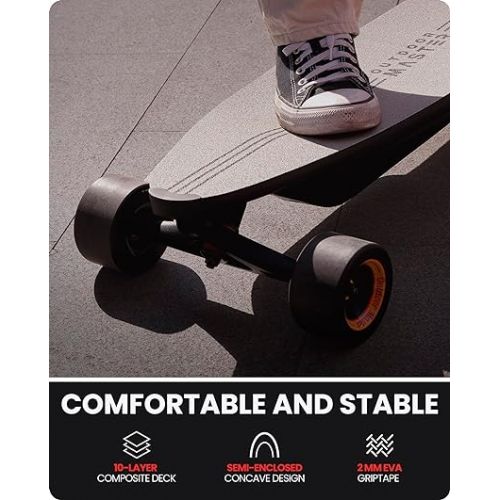  OutdoorMaster Caribou Electric Skateboard with Remote, 26 Miles Range, 32 Mph Top Speed, 2 x 1000W Hub-Motor, Electric Longboard for Adults & Teens Beginners, 6 Months Warranty