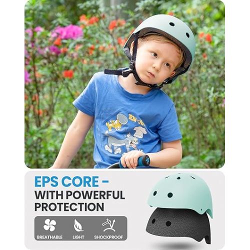  OutdoorMaster Youth & Kids Bike Helmet - Adjustable Multi-Sports Skateboard Helmet with Removable Liners for Balance Bike, Toddler Scooter, One Wheel Hoverboard