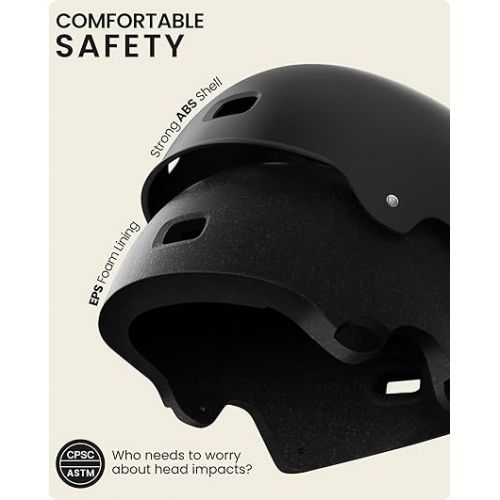  OutdoorMaster Skateboard Cycling Helmet - Two Removable Liners Ventilation Multi-Sport Scooter Roller Skate Inline Skating Rollerblading for Kids, Youth & Adults