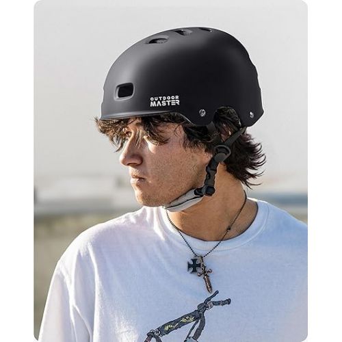  OutdoorMaster Skateboard Cycling Helmet - Two Removable Liners Ventilation Multi-Sport Scooter Roller Skate Inline Skating Rollerblading for Kids, Youth & Adults