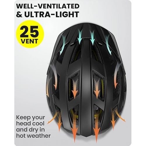  OutdoorMaster Gem Recreational MIPS Cycling Helmet - Two Removable Liners & Ventilation in Multi-Environment - Bike Helmet in Mountain, Motorway for Youth & Adult