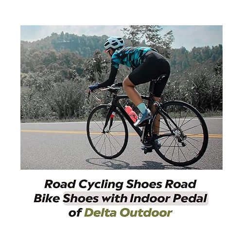  OutdoorMaster Men's Road Cycling Shoes Road Bike Shoes with Peloton Indoor Pedal of Delta Outdoor for Unisex Cycling Riding Shoes with 2 Cleat Compatible