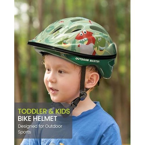  OutdoorMaster Kids Bike Helmet - from Toddler to Youth Sizes - Adjustable Safety Unicorn Helmet for Children (Age 3-15), 14 Vents for Multi-Sport
