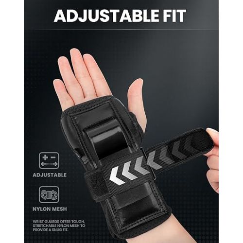  OutdoorMaster Wrist Guards for Snowboarding, Skating, Skateboarding, Impact Resistant Wrist Brace with Splints and Adjustable Strap, Wristsaver Wrist Support Protective Gear for Adults/Youth (1 Pair)