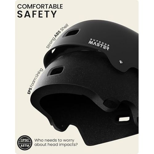  OutdoorMaster Skateboard Cycling Helmet-Beetles Snug,Bike Helmet for Adults, Youth & Kids-Two Removable Liners Ventilation Multi-Sport Commuter Scooter Roller Skate Inline Skating Longboard