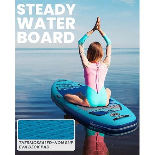  Inflatable Stand Up Paddle Board, Premium OutdoorMaster SUP Board Set with Backpack, Coil Leash, Pump, Paddle, Fins, Kayak Paddle Boards for Adults & Youth