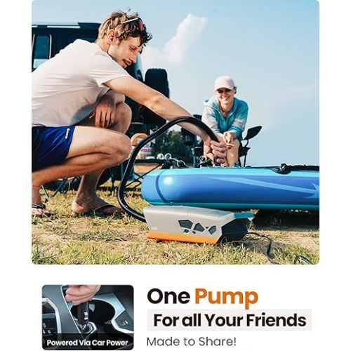  OutdoorMaster 20PSI High Pressure SUP Air Pump The Cachalot - Intelligent Dual Stage Inflation & Auto-Off, Deflation Function, 12V DC Car Connector for Inflatable Stand Up Paddle Boards, Boats