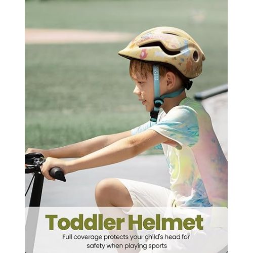  OutdoorMaster Toddler Helmet, Kids/Toddler Bike Helmet, Impact Protection & Shock-Absorbing, Ventilated, Dial Fit Adjustment, Safety-Certified Kids Helmet, Skateboard Helmets for Youth Boys and Girls