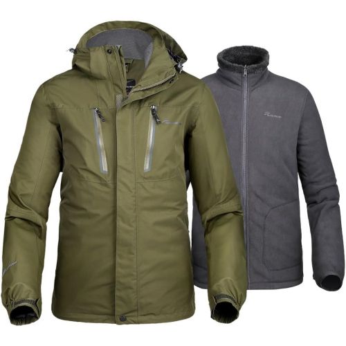  [아마존 핫딜] OutdoorMaster Mens 3-in-1 Ski Jacket - Winter Jacket Set with Fleece Liner Jacket & Hooded Waterproof Shell - for Men