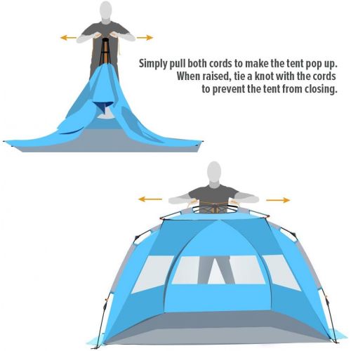  [아마존베스트]OutdoorMaster Pop Up Beach Tent XL - Easy Setup, Portable 3-4 Person Tall Beach Shade Folding Sun Shelter with UPF 50+ UV Protection Removable Skylight Family Size