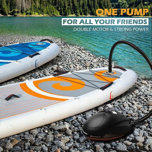  OutdoorMaster 16PSI High Pressure SUP Air Pump with Rechargeable Battery The Whale - Intelligent Dual Stage Inflation & Auto-Off Feature and Deflation Function for Inflatable Stand