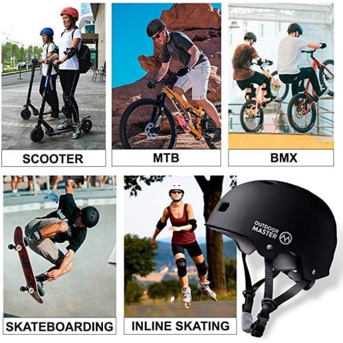  OutdoorMaster Skateboard Cycling Helmet - ASTM & CPSC Certified Two Removable Liners Ventilation Multi-Sport Scooter Roller Skate Inline Skating Rollerblading for Kids, Youth & Adu