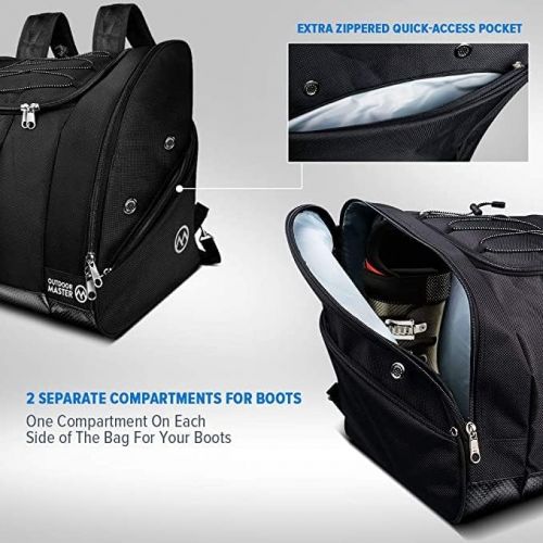  OutdoorMaster Boot Bag - Ski Boots and Snowboard Boots Bag, Excellent for Travel with Waterproof Exterior & Bottom - for Men, Women and Youth
