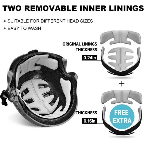  OutdoorMaster Skateboard Cycling Helmet - ASTM & CPSC Certified Two Removable Liners Ventilation Multi-Sport Scooter Roller Skate Inline Skating Rollerblading for Kids, Youth & Adu