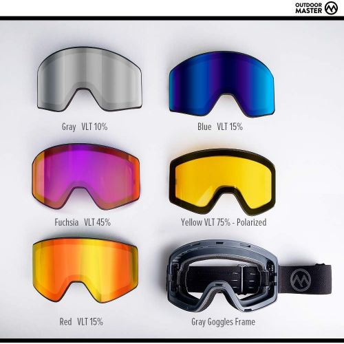  OutdoorMaster Meander Ski Goggles - Interchangeable Lens Ski & Snowboard Goggles with Flat, Cylindrical Style Lens, OTG, Anti-Fog & 100% UV400 Protection