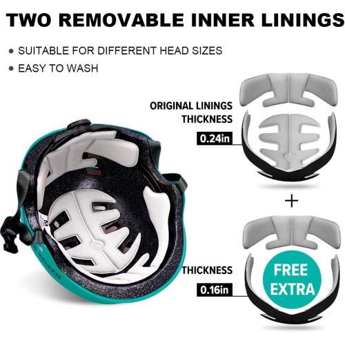  OutdoorMaster Skateboard Cycling Helmet - Two Removable Liners Ventilation Multi-Sport Scooter Roller Skate Inline Skating Rollerblading for Kids, Youth & Adults