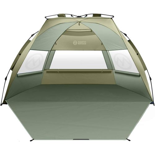  OutdoorMaster Pop Up 3-4 Person Beach Tent X-Large - Easy Setup, Portable Beach Shade Canopy Folding Sun Shelter with UPF 50+ UV Protection Removable Skylight Family Size - Puglia