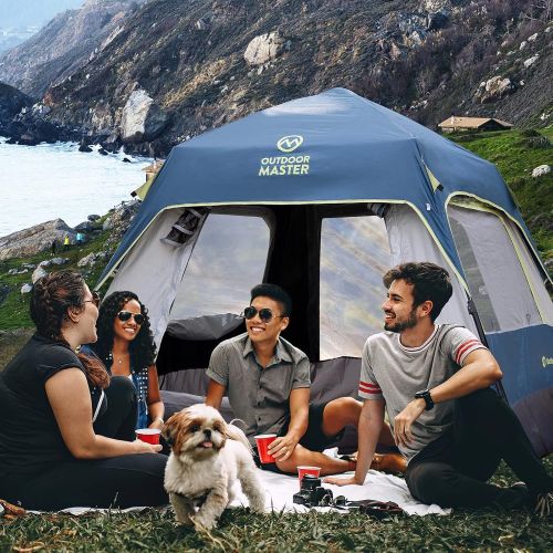  OutdoorMaster Tents, 4/6/8 Person Camping Tent with Dark Space Technology, Easy Setup in 60 Seconds, Weatherproof Pop Up Tent for Camping with Top Rainfly, Instant Cabin Tent