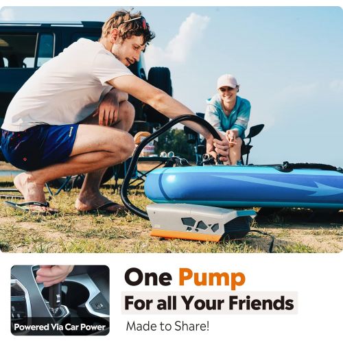  OutdoorMaster 20PSI High Pressure SUP Air Pump The Cachalot - Intelligent Dual Stage Inflation & Auto-Off, Deflation Function, 12V DC Car Connector for Inflatable Stand Up Paddle B