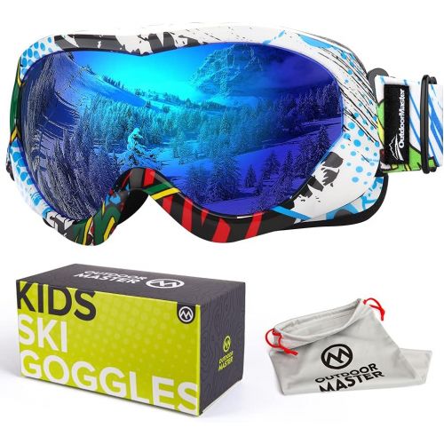  OutdoorMaster Kids Ski Goggles - Helmet Compatible Snow Goggles for Boys & Girls with 100% UV Protection