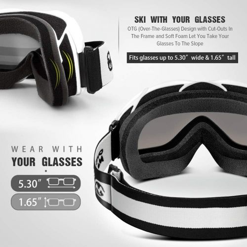  OutdoorMaster Ski Goggles OTG - Over Glasses Ski/Snowboard Goggles for Men, Women & Youth - 100% UV Protection